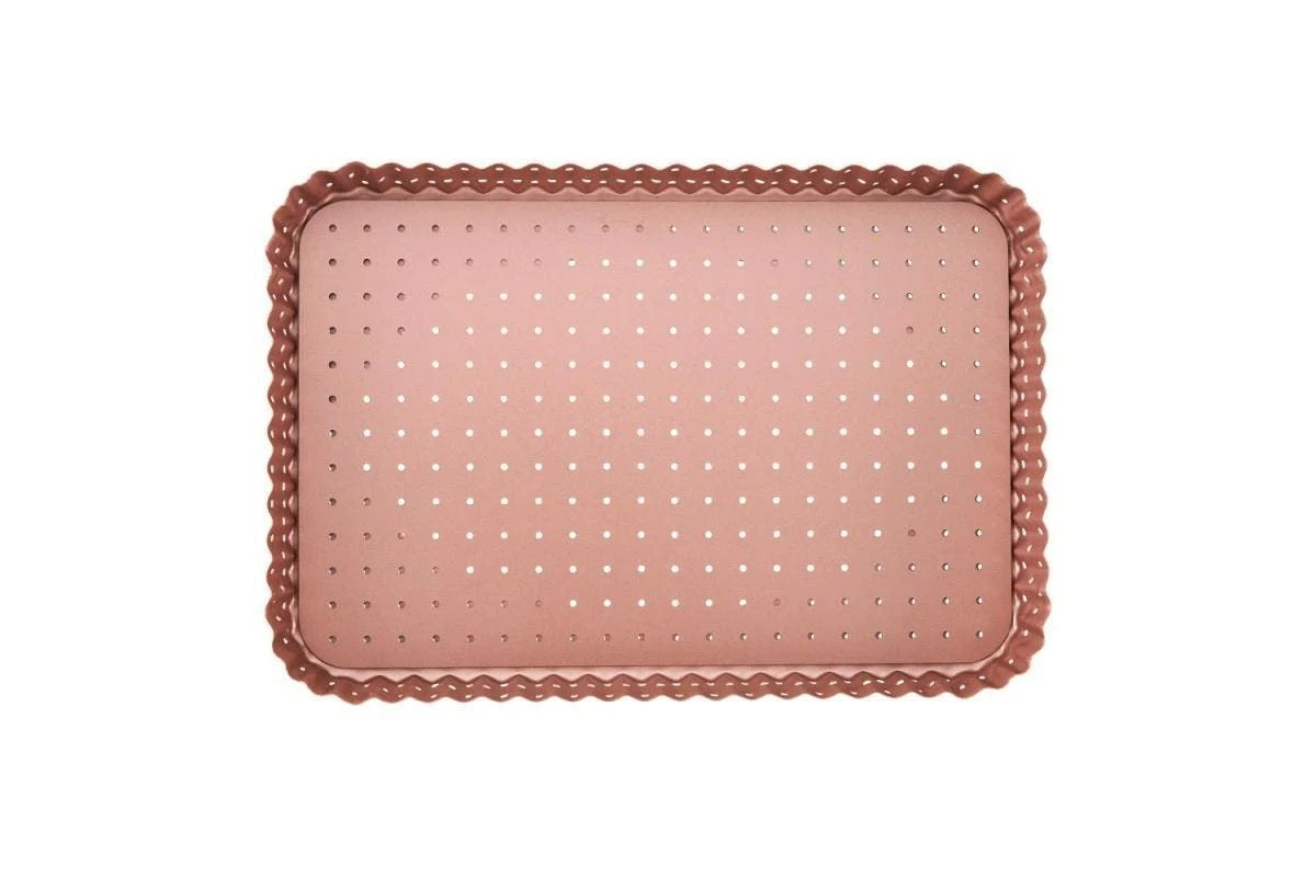 Rose Gold Perforated Rectangle Quiche & Tart Pan Large 4 Rose Gold Perforated Rectangle Quiche & Tart Pan Large - Image 4