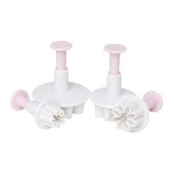 Fondant Flower Cutter & Pusher Set Of 4 - White/Pink