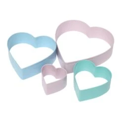 Heart Cookie Cutters Set Of 4 - Green/Pink/Blue