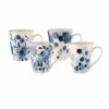 Conical Mug Set Of 4 Sapphire Blooms