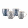 Mega Mug Set Of 4 Indigo Sketch