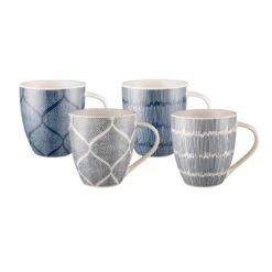 Mega Mug Set Of 4 Indigo Sketch