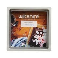 Silver Anodised Square Cake Pan Silver 20x20x5cm 5 Silver Anodised Square Cake Pan Silver 20x20x5cm -KitchenMaster 9310346404662.PT02