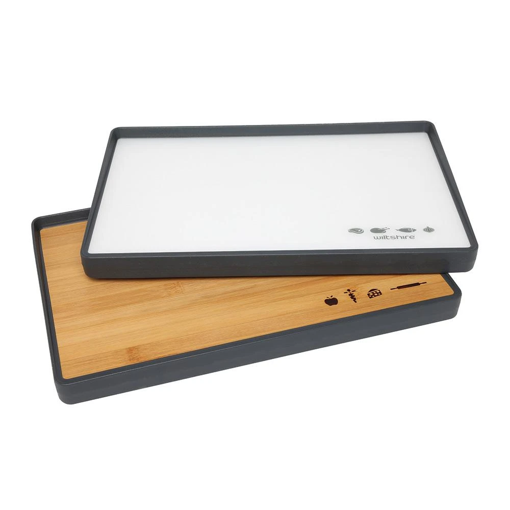 Reversible Chopping Board - Plastic & Bamboo 1 Reversible Chopping Board - Plastic & Bamboo
