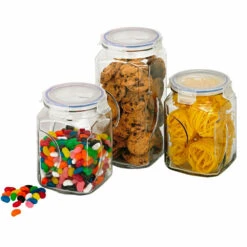 3 Piece Storage Glass Canister Set