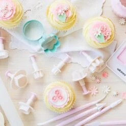 Fondant Flower Cutter & Pusher Set Of 4 - White/Pink -KitchenMaster Wiltshire Fondant Accessories HR 2 copy