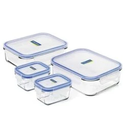 4 Piece Tempered Glass Food Container Set